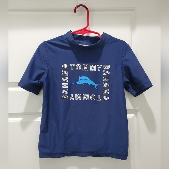 TOMMY BAHAMA BOYS BLUE SHORT SLEEVE RASH GUARD SWIM SHIRT SWIMWEAR YOUTH SIZE 5 - Picture 1 of 10